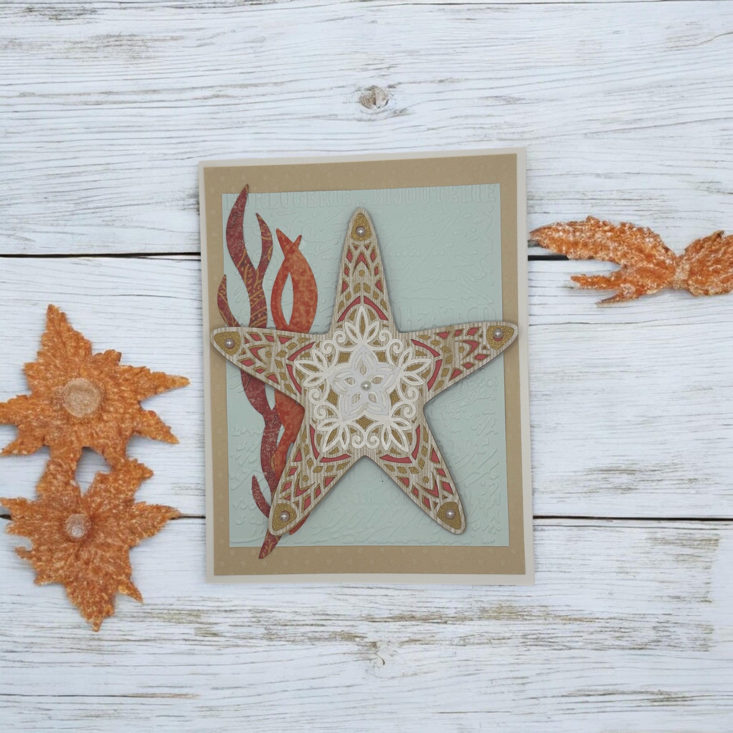 Starfish Design Handmade Greeting Card – Layered Coastal Star Card