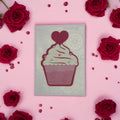 Heart Cupcake Handmade Greeting Card – Valentine Cupcake Love Card