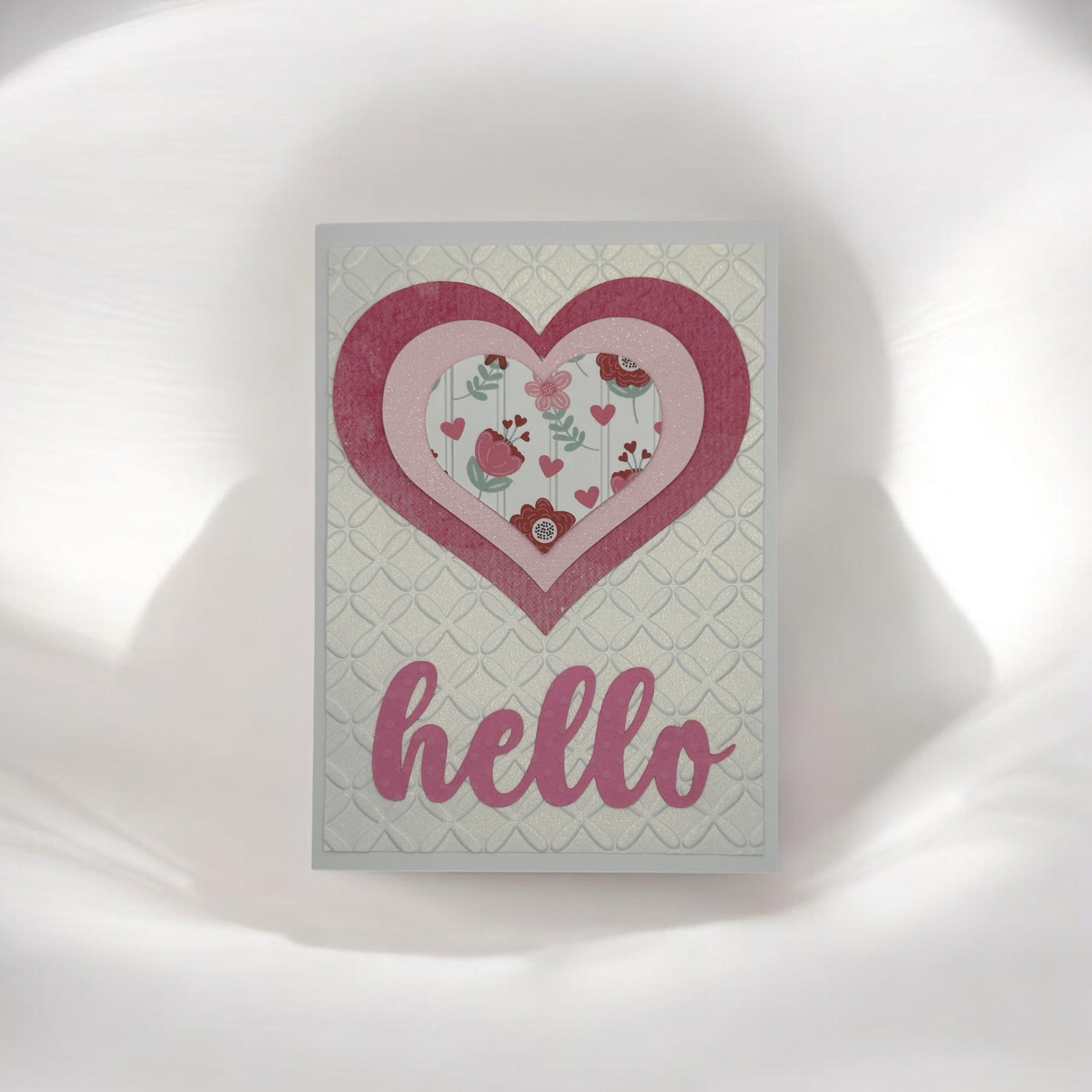 Hello Hearts Handmade Greeting Card – Layered Heart Hello Card
