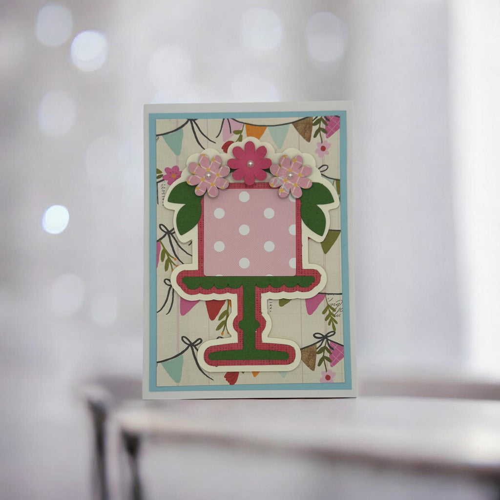 Small Birthday Cake Handmade Greeting Card (4 x 5.5 in)