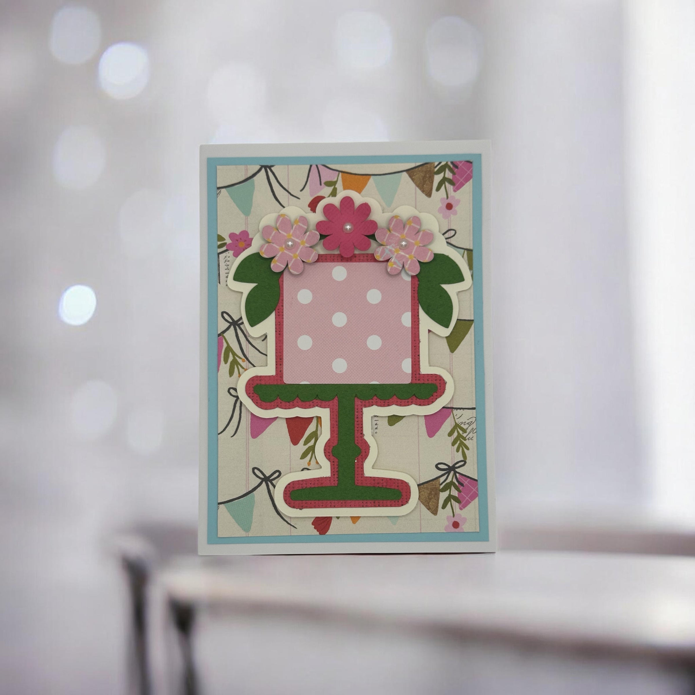 Small Birthday Cake Handmade Greeting Card (4 x 5.5 in)